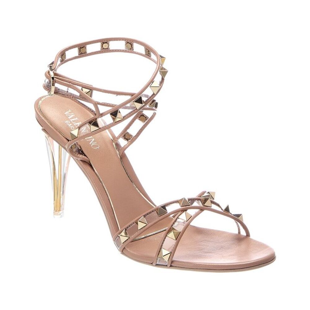 Valentino Rockstud Leather Sandal, Pink